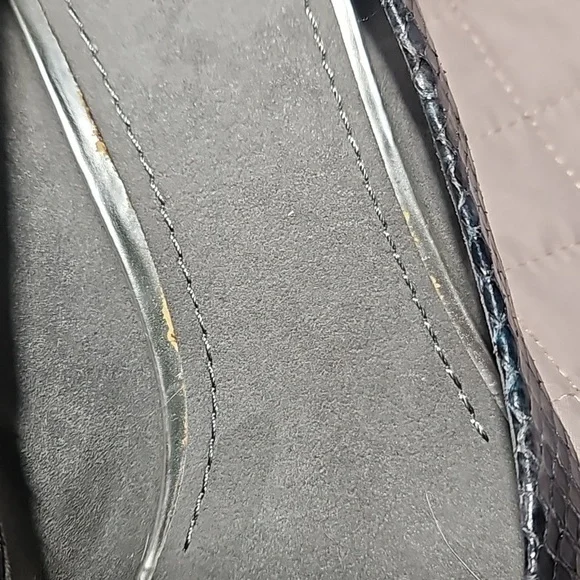 Stuart Weitzman Navy Blue Snakeskin Print Pointed Toe Kitten Heel Size 7.5 - Picture 13 of 16